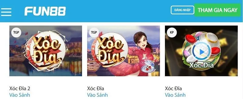 Cổng game xóc đĩa Fun88